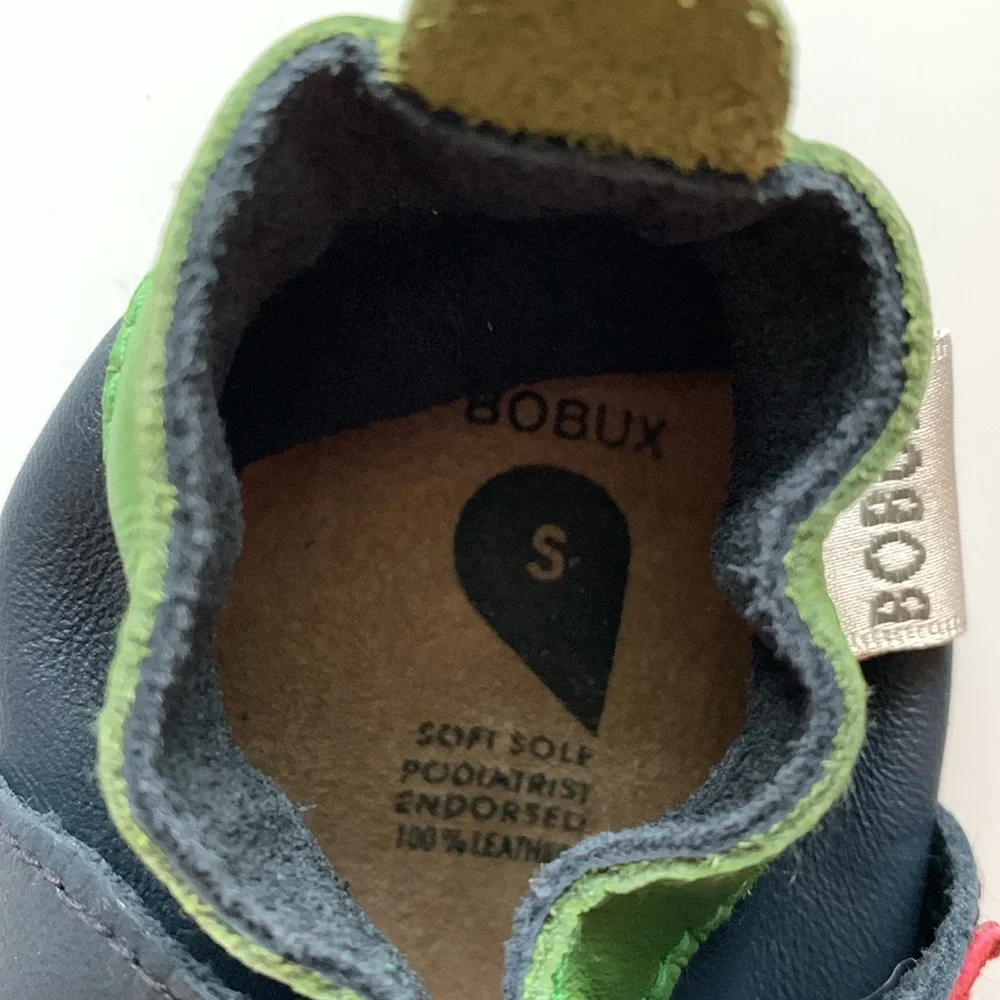 BOBUX dinosaur leather baby shoes
